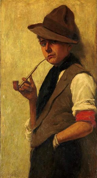 Boy Smoking a Pipe