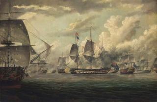 H.M.S. Bellerophon Leading the Bombardment of the Syrian Fortress of Acre on 3 November 1840