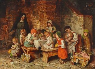 Children Eating in a Monastery