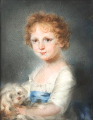 Portrait of a Young Girl with a Dog