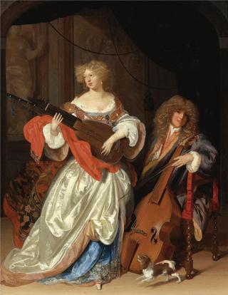 A Lady Playing the Lute and a Gentleman with a Viola da Gamba