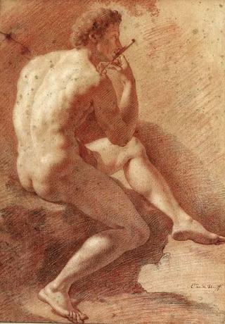 Study of a Male Nude Playing the Flute