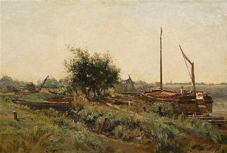 Repairing Barges at Termonde