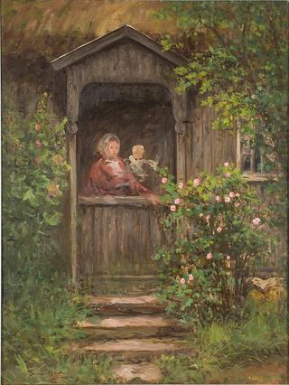 Woman with child in a house