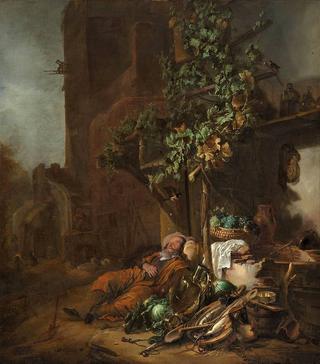 Tobit, asleep under a Vine