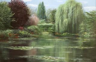 Pond with Willow Trees and Figures, Giverny, France