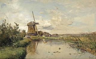 A River Landscape with a Windmill