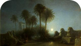 Avenue of Sphinxes, Moonlight, Thebes