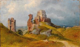 Walker in an Open Landscape with Ruins