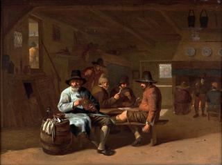 A Tavern Interior with Men Playing Cards