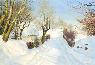 A Cottage on a Snowy Track