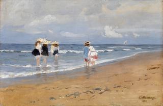 Girls Paddling at the Seaside