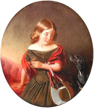 Young Girl Holding her Bonnet and a Biscuit