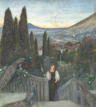 A Lady with Peacocks in a Garden