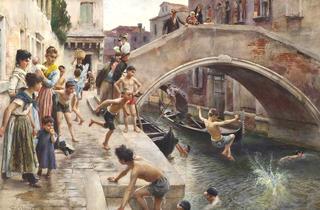 Children Leaping into a Venetian Canal