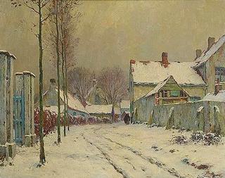 Village Street with Snow