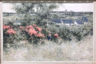 Woman and Child in a field at Giverny