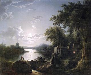 Moonlit Fishing on the Riverbank
