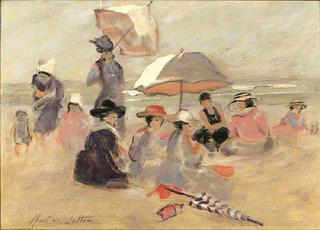 Beach Scene with Umbrellas