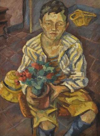 Portrait of a Boy with Geraniums