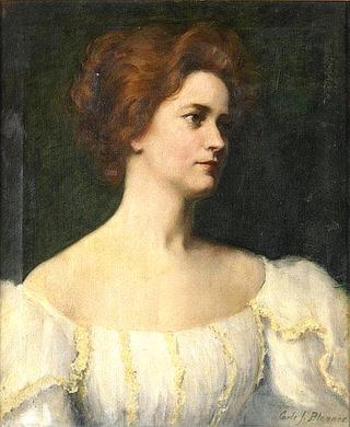 Portrait of a woman in a white dress