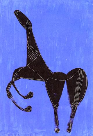 Horse on a Blue Background
