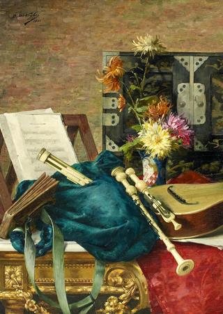 Still Life with Flowers and Musical Instruments
