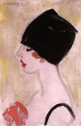 Woman in Profile with Black Turban