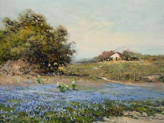 Texas Bluebonnets and Farmstead