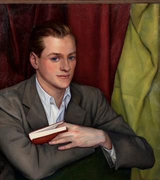 Portrait of a Young Man Holding a Red Book