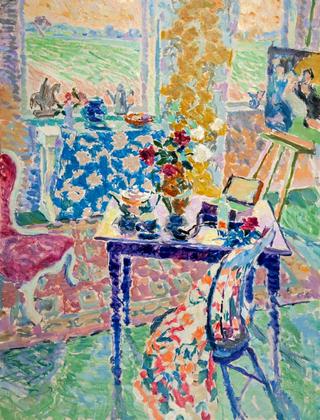 Studio Interior with Blue Chintz