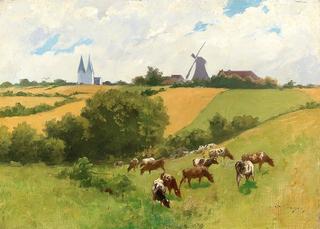 Herd of Animals in a Summer Landscape