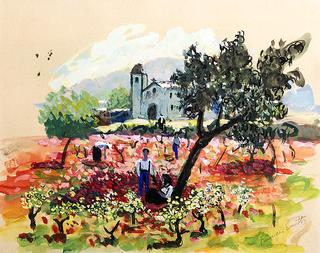 Landscape with church and figures