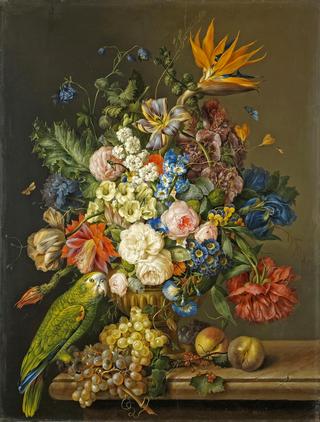 Still Life with Flowers and Parrot