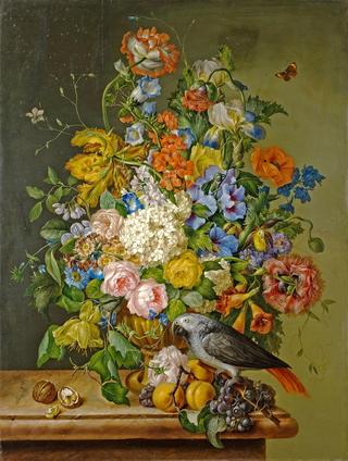 Still Life with Flowers and Parrot