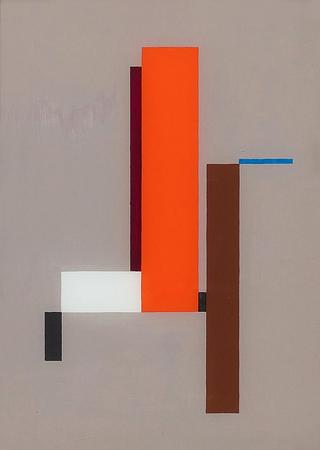 Composition with vertical red bar