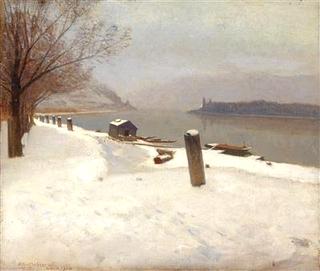 The Danube between Dürnstein and Weißenkirchen in Winter