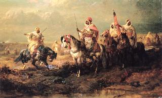 Arabian Chief with Warriors on Horseback