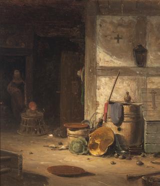 Country Kitchen with Small Child in Walking Chair