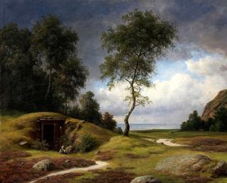 Landscape with a Boy Sitting in font of a Burial Mound