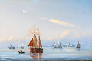 Sailing boats on Øresund, in the background the island of Hven
