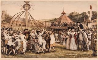 Maypole scene depicting an earlier era