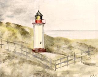 Lighthouse with Fence and Sea