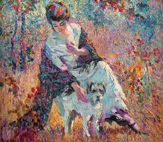 Girl with Her Dog