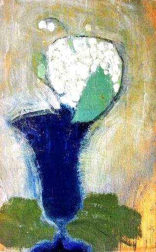 Lilies of the Valley in a Blue Vase