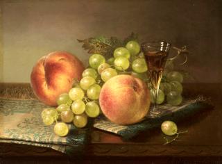 Still Life with Peaches, Grapes, and Wine