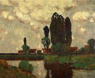 Village Pond with Poplars