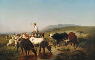 Landscape with Cattle, Sheep and Shepherd Boy