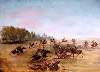 Mounted War Party Scouring a Thicket