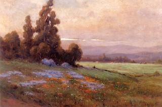 California Landscape with Poppies and Lupine